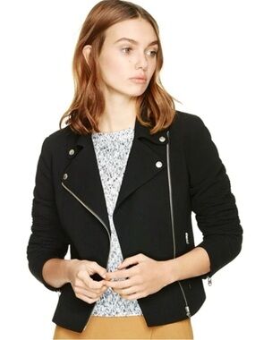Aritzia Wilfred Montesson Black Crepe Moto Jacket Biker Zip Up Jacket Minimalist